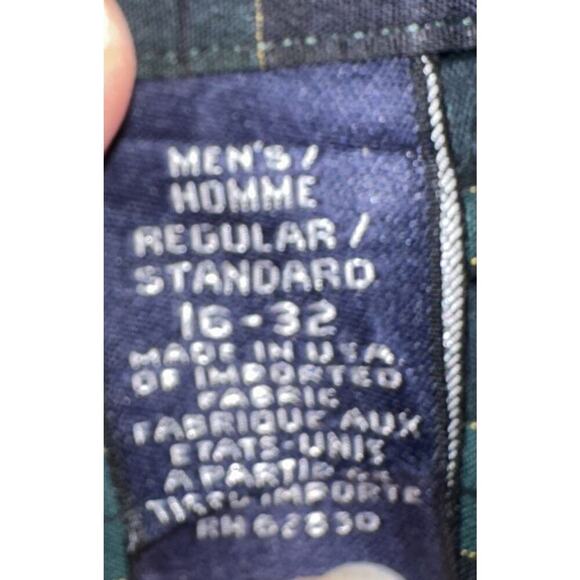 Lands and green and blue plaid, long sleeve button down collared shirt - Picture 5 of 5